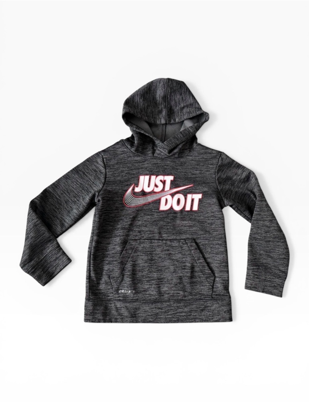 Nike Kids Grey Heather Hoodie with 'Just Do It' Logo